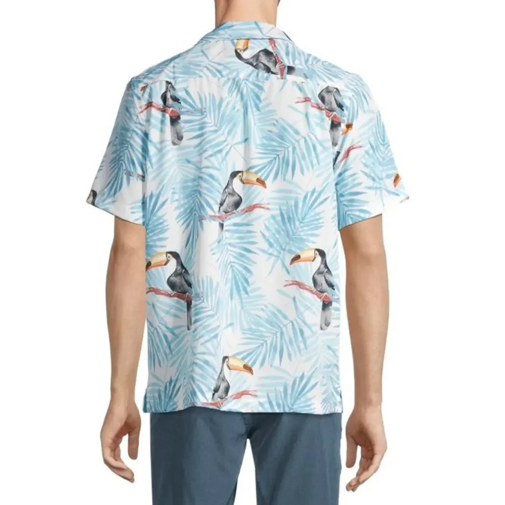Havana Jim Men's White Tropical-Print Hawaiian Shirt Size XXL